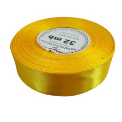 Tasiemka wstążka satynowa atłasowa 25mm 32mb żółty (8012)