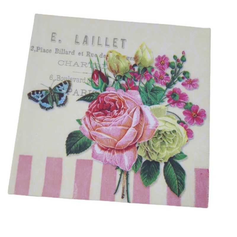 Papierowa serwetka decoupage kwiaty motyl 1 sztuka