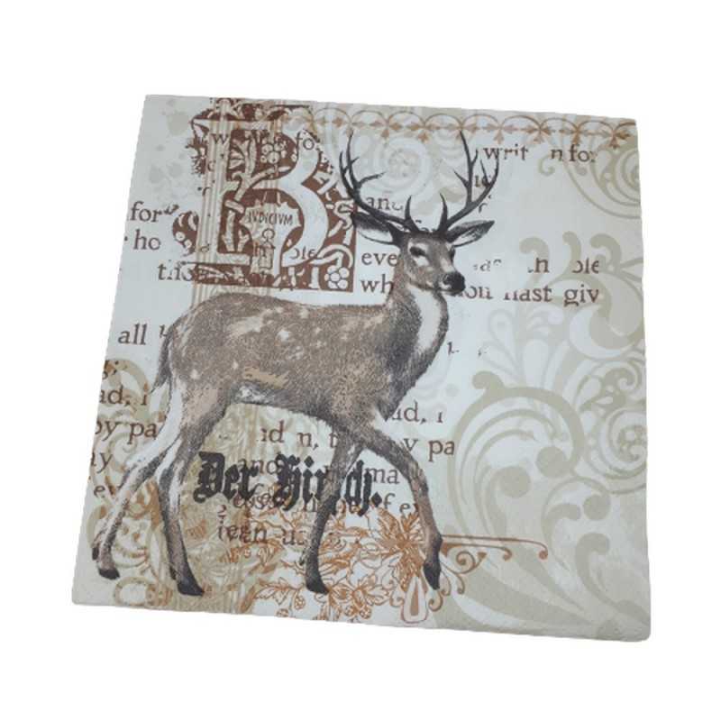 Papierowa serwetka do decoupage święta jeleń ornamenty