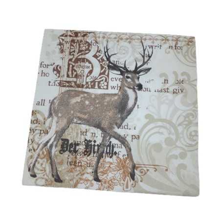 Papierowa serwetka do decoupage święta jeleń ornamenty
