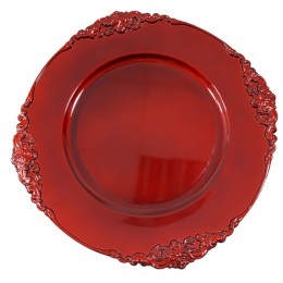 Plastikowy podtalerz czerwony retro podkładka plastikowa pod talerz