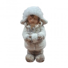 Ceramiczna Figurka Świąteczna: Dziewczynka ze Śnieżką