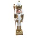 Dekoracja świąteczna figurka dziadek do orzechów drewniany biało złoty