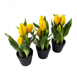Sztuczne tulipany w doniczce / silikonowy tulipan w doniczce