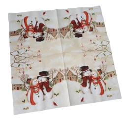 Serwetka Decoupage Świąteczna - Zimowa Magia z Uroczymi Bałwankami