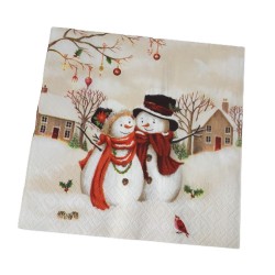 Serwetka Decoupage Świąteczna - Zimowa Magia z Uroczymi Bałwankami