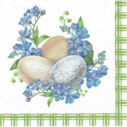 Wielkanocna Serwetka Decoupage z Motywem Jajek i Niezapominajek