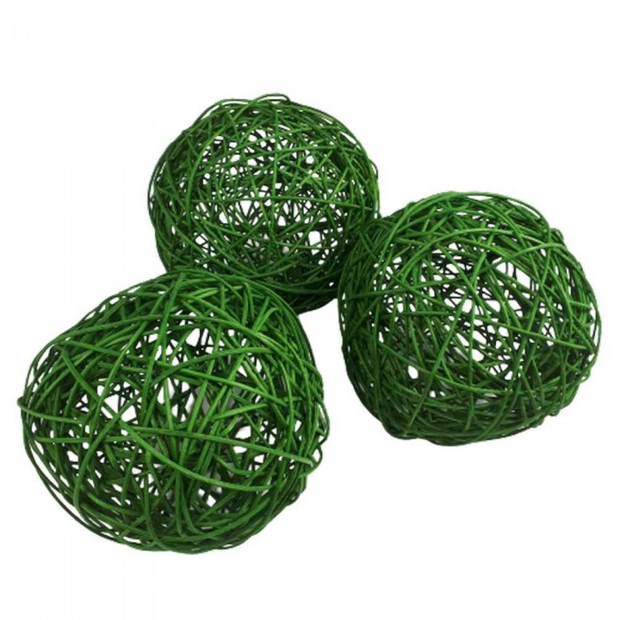 Duże zielone kule ratanowe 14 cm / kule z ratanu / kule dekoracyjne