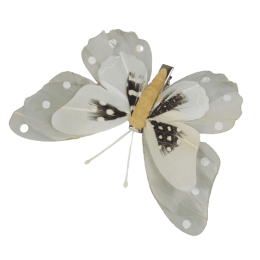 Duży motyl na klipsie dekoracja ozdoba 11cm / szary motyl przypinka