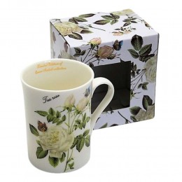 Ceramiczny kubek do kawy herbaty ziółek białe róże poj. 250ml
