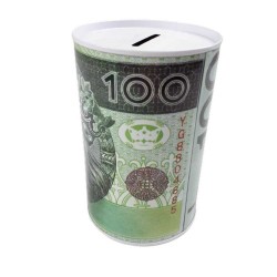 Skarbonka metalowa puszka nieotwierana prezent PLN 100 złotych 12x8cm, zdjęcie 3