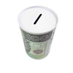 Skarbonka metalowa puszka nieotwierana prezent PLN 100 złotych 12x8cm, zdjęcie 4