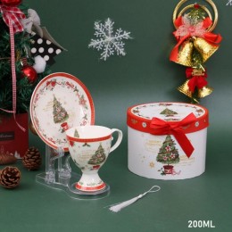 Porcelanowa filiżanka świąteczna 200ml / filiżanka ze spodkiem prezent