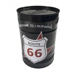 Metalowa puszka skarbonka nieotwierana czarna California Route 66
