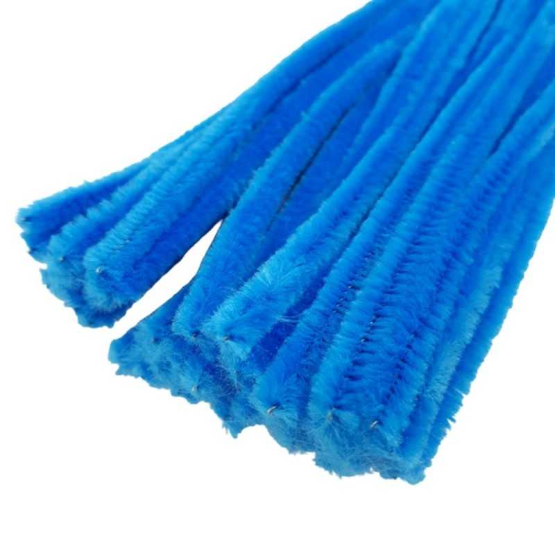 Druciki kreatywne niebieskie druty pluszowe 30 cm / wyciory 40 szt.