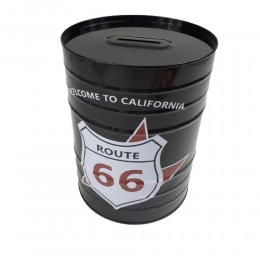 Metalowa puszka skarbonka nieotwierana czarna California Route 66