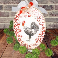 Biało czerwona serwetka do decoupage kogut kura 33x33cm, zdjęcie 4