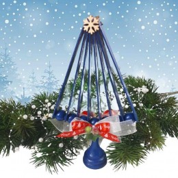 Dekoracja świąteczna rękodzieło niebieska choinka zrobiona z patyczków do lodów i koralików