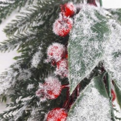 Świąteczna gałązka dekoracyjna oszroniona głóg świerk cis / gałązki na stroik bukiet, zdjęcie 3