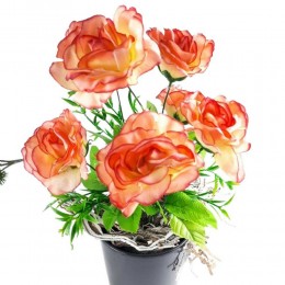 Bukiet sztuczny róż na cmentarz / sztuczne róże w bukiecie 7 sztuk dwukolorowe