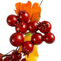 Sztuczna gałązka dekoracyjna czerwone kulki jabłuszka / sztuczny głóg jarzębina h 29cm, zdjęcie 3