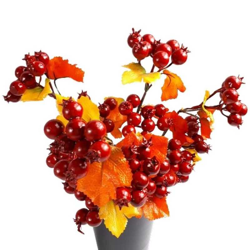 Sztuczna gałązka dekoracyjna czerwone kulki jabłuszka / sztuczny głóg jarzębina h 29cm Sztuczna gałązka dekoracyjna czerwone kulki jabłuszka / sztuczny głóg jarzębina h 29cm