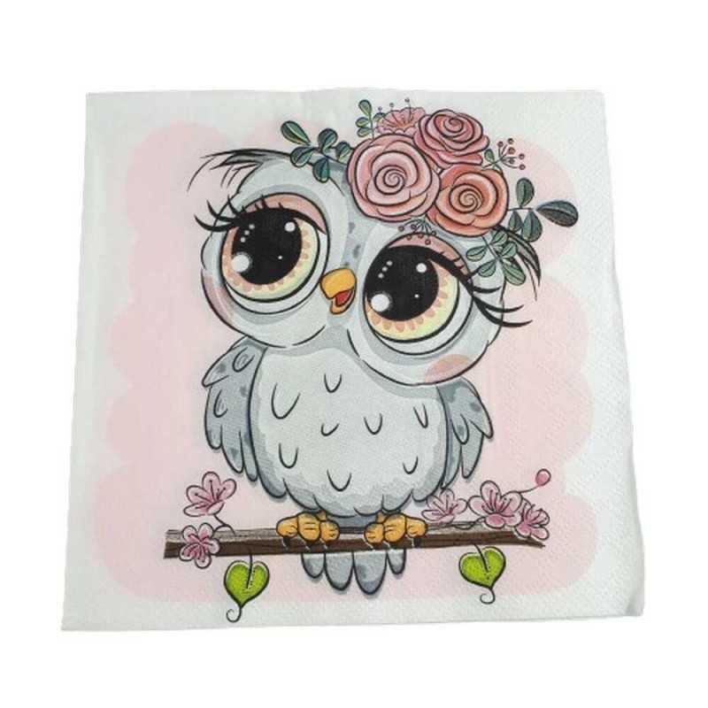 Serwetka do decoupage sowa sówka pastelowe kolory 1 szt. 33x33cm