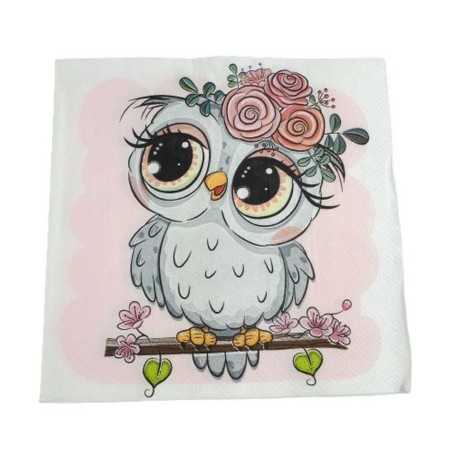 Serwetka do decoupage sowa sówka pastelowe kolory 1 szt. 33x33cm