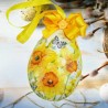 Jajko plastikowe płaskie wykonane metodą decoupage wiosna narcyze Wielkanoc