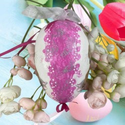 Rękodzieło pisanka jajko decoupage zające para młoda sprzedam, zdjęcie 3