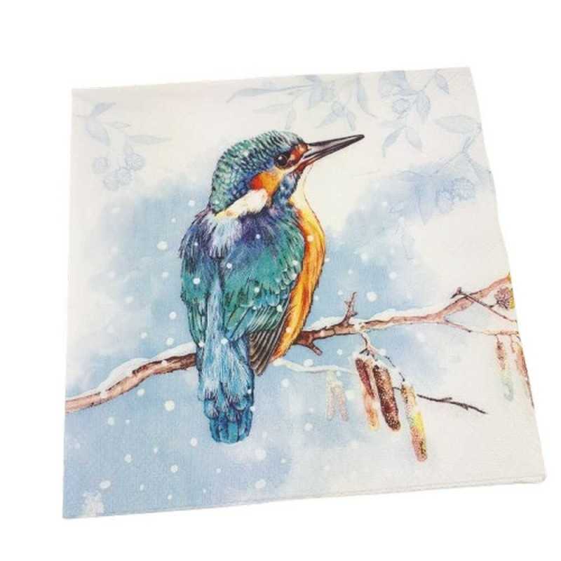 Serwetka do decoupage ptak zimorodek na gałązce 1 szt.