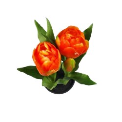 Pomarańczowy pełny sztuczny tulipan w doniczce / tulipany sztuczne, zdjęcie 3