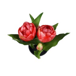 Różowy pełny sztuczny tulipan w doniczce / tulipany sztuczne
