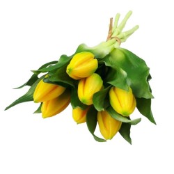 Bukiet sztucznych tulipanów żółtych / silikonowe tulipany 7 szt., zdjęcie 3