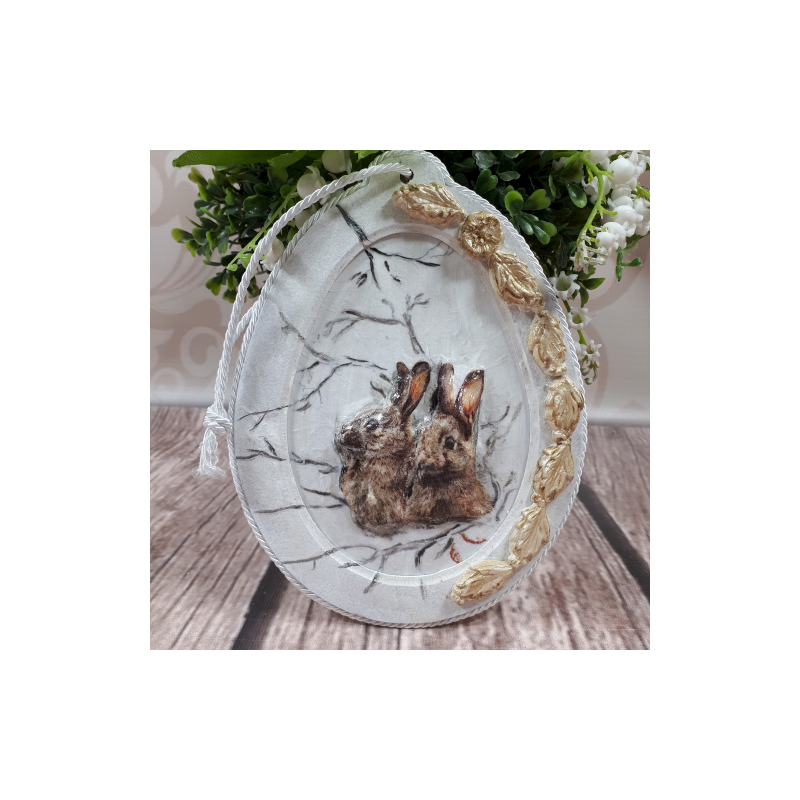 Medalion zawieszka jajko wielkanocne decoupage ZAJĄCE, zdjęcie 2