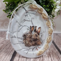 Medalion zawieszka jajko wielkanocne decoupage ZAJĄCE, zdjęcie 3