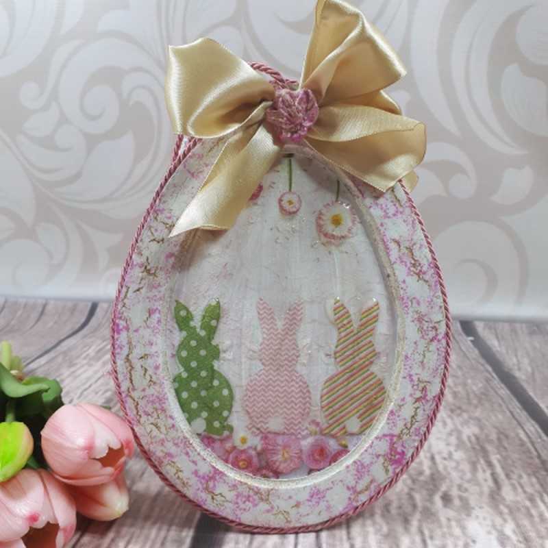 Jajko z ramką pisanka jajko wielkanocne decoupage sprzedam ZAJĄCE