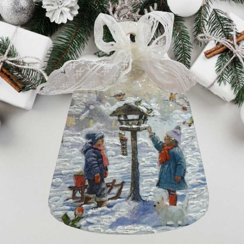 Świąteczna deseczka kuchenna drewniana decoupage sprzedam ZIMA DZIECI