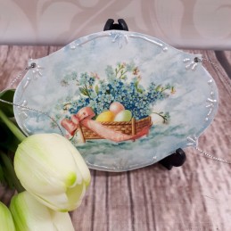 Dekoracja wielkanocna deseczka drewniana decoupage JAJKA