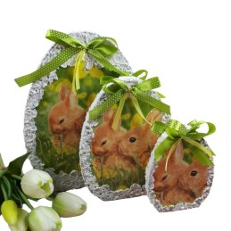 Jajka wielkanocne stojące decoupage sprzedam ZAJĄCE KRÓLIKI 3 szt.