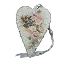 Drewniane serce decoupage z koralikami motyw ANEMONY KWIATY, zdjęcie 3