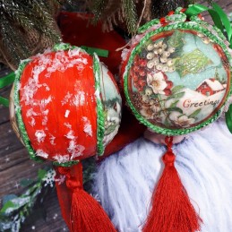Świąteczne bombki decoupage sprzedam ze sztucznym śniegiem 2 szt., zdjęcie 5