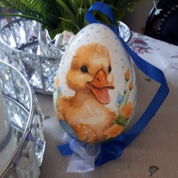 Jajko pisanka z kaczuszką decoupage