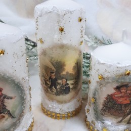 Komplet świeczek świątecznych decoupage z motywem dzieci, zdjęcie 5