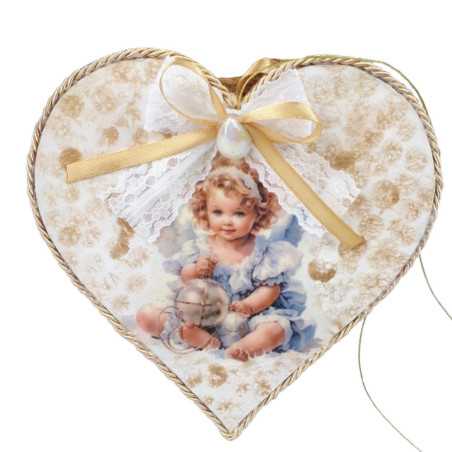 Rękodzieło serce świąteczne decoupage Aniołki