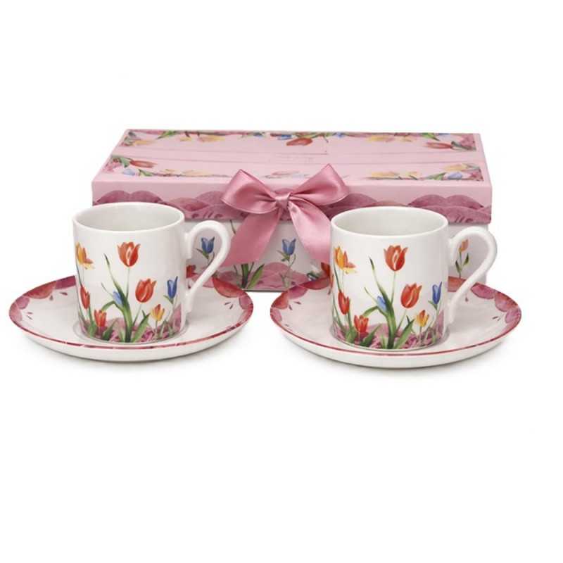 Komplet 2 filiżanek z podstawkami do espresso TULIPAN Komplet 2 filiżanek z podstawkami do espresso TULIPAN