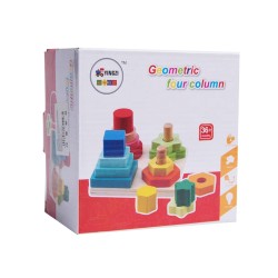 Drewniana układanka geometryczna, 4 wieże sorter zabawka dla dziecka