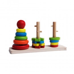 Drewniana układanka geometryczna 3 wieże sorter zabawka dla dziecka