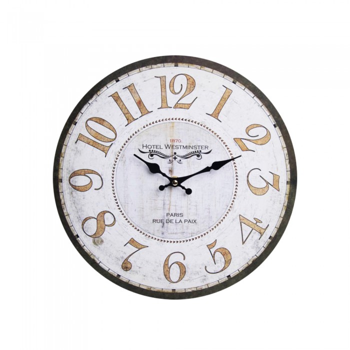 Duży zegar ścienny retro biały PARIS