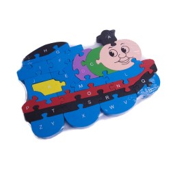 PUZZLE DREWNIANE układanka literki cyferki LOKOMOTYWA, zdjęcie 3